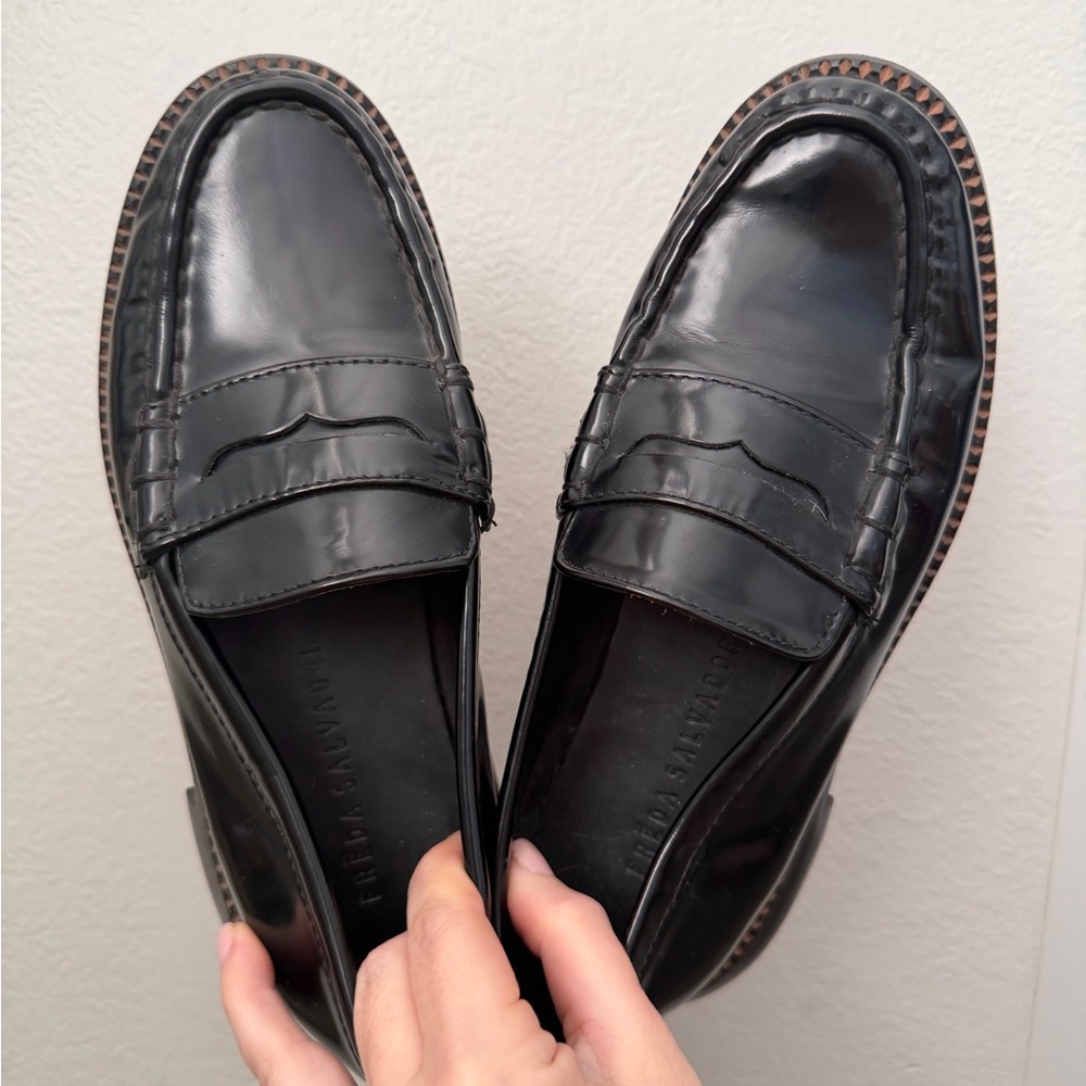 Freda Salvador Elba Penny Loafers in Classic Black Spazzolato size 7 - Picture 3 of 9